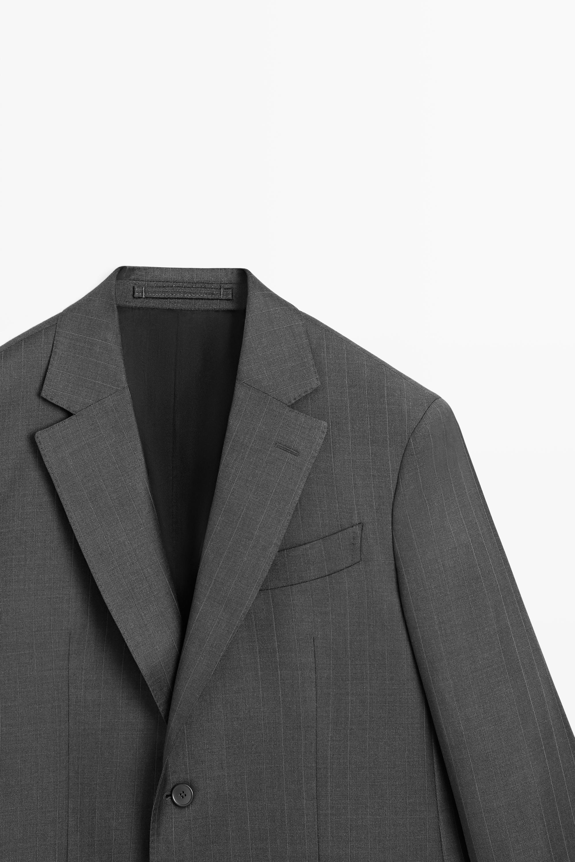 Veste de costume à rayures 100 % laine